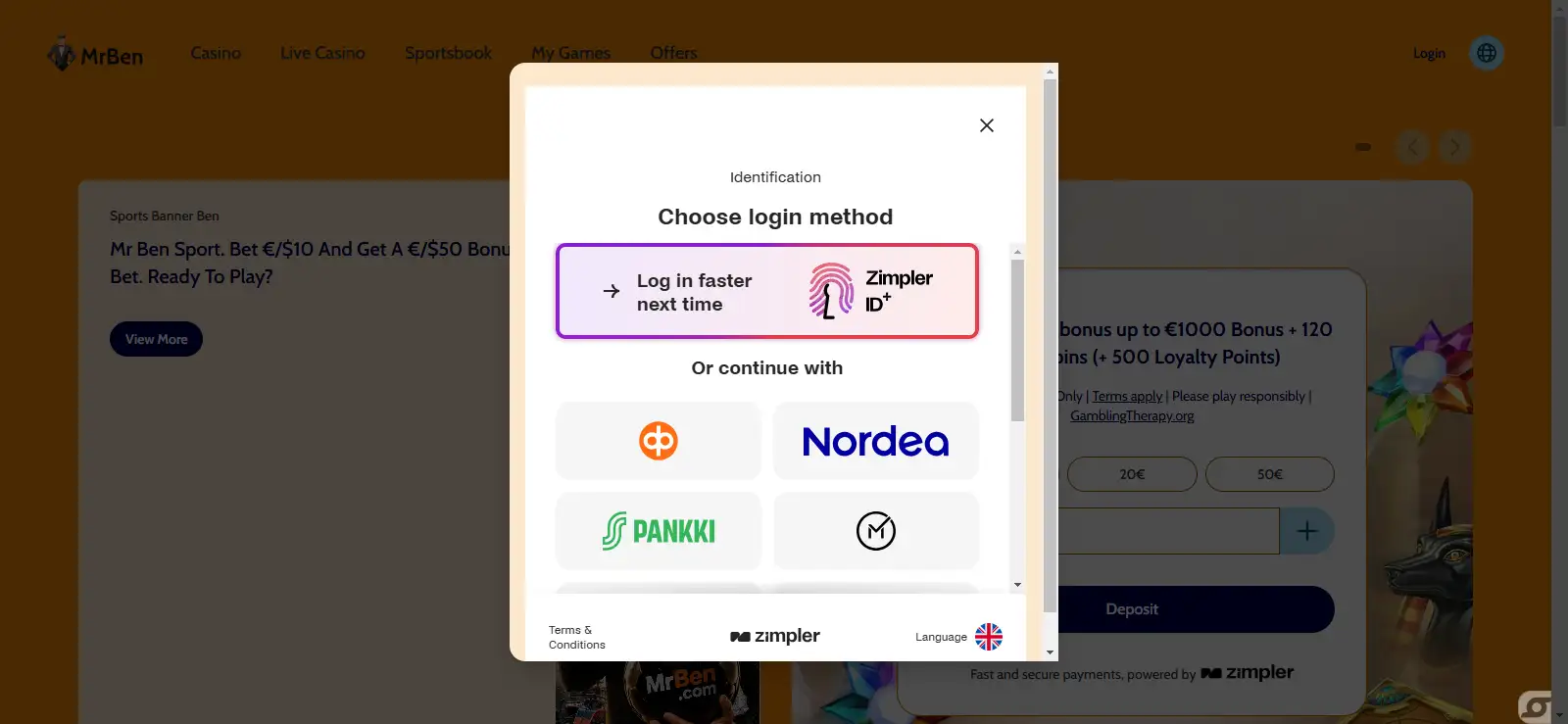 Current MrBen registration or account-entry screen with personal fields empty